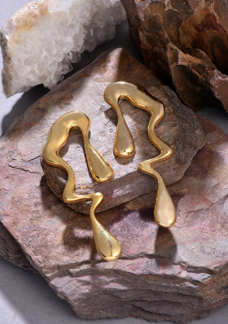 Gold Contemporary Geometric Drop Earrings