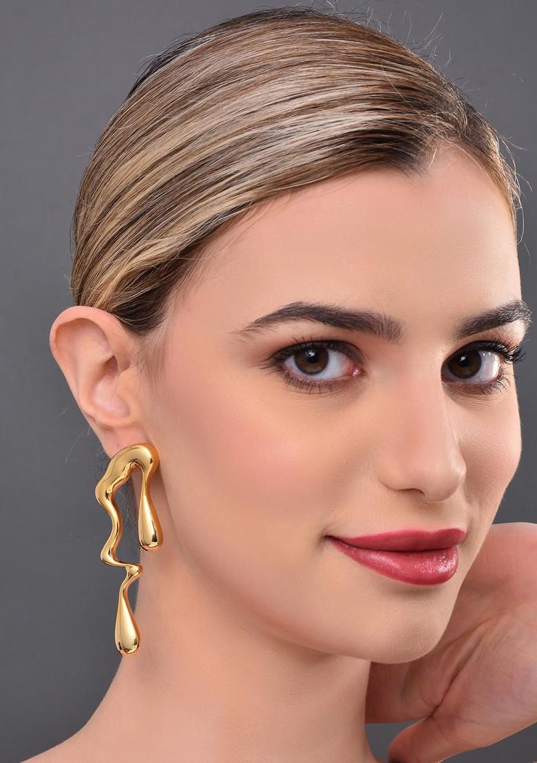 Gold Contemporary Geometric Drop Earrings