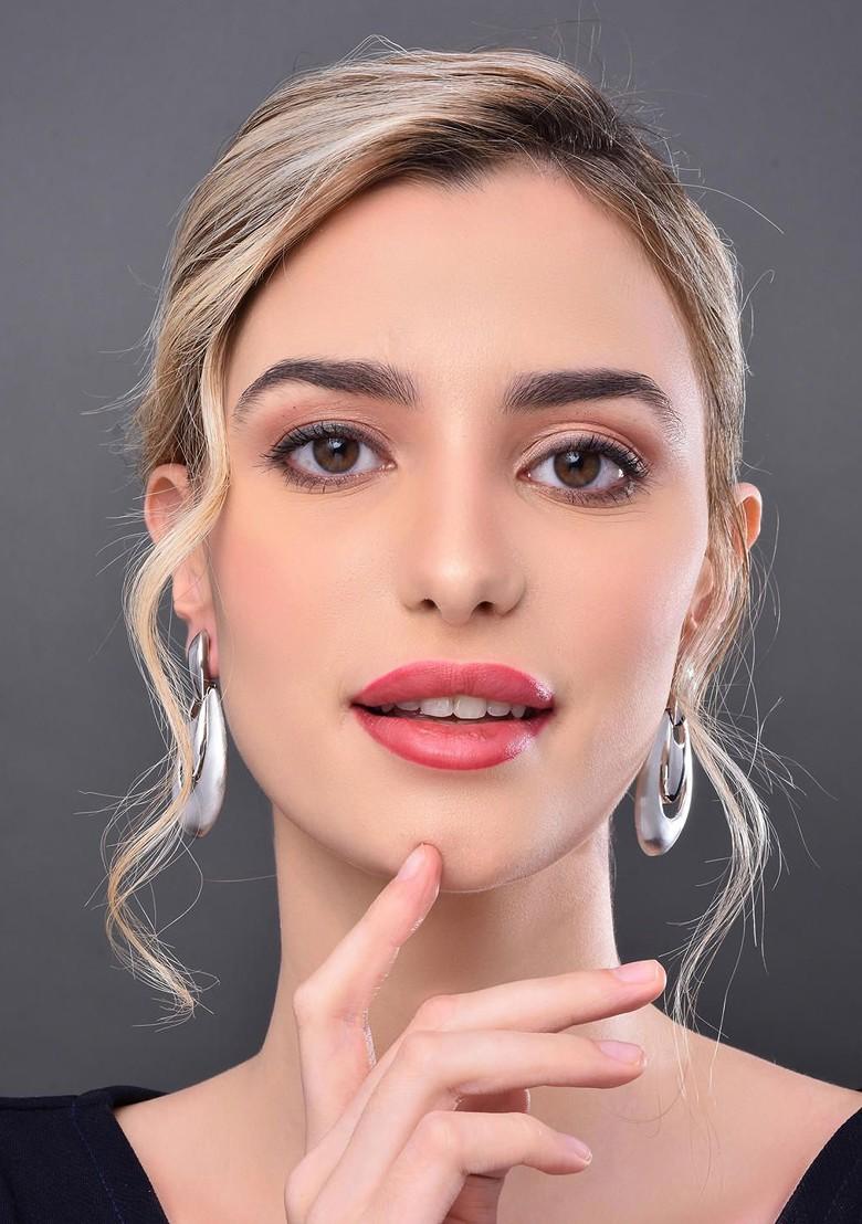 Silver Contemporary Geometric Drop Earrings