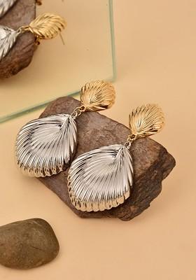 Silver Contemporary Feather Shaped Drop Earrings
