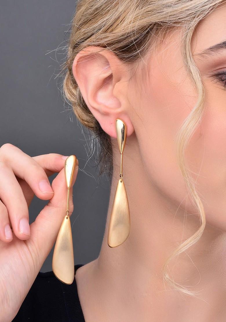 Gold Contemporary Geometric Drop Earrings