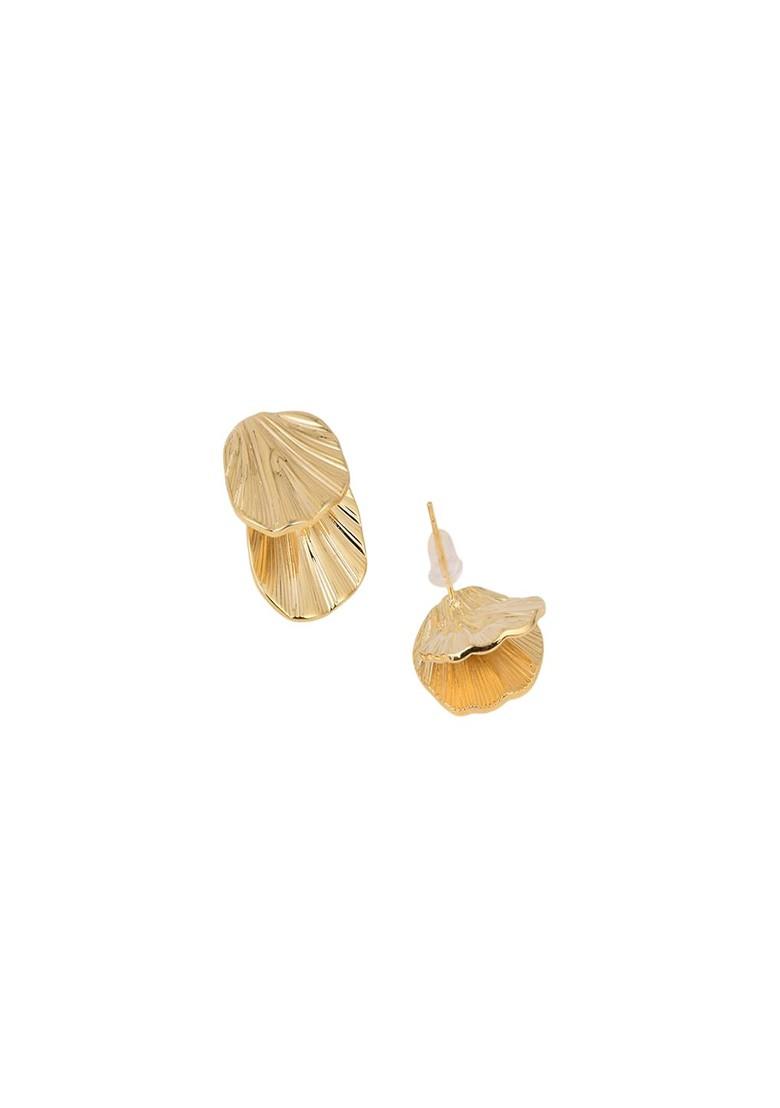 Gold Contemporary Feather Shaped Studs Earrings
