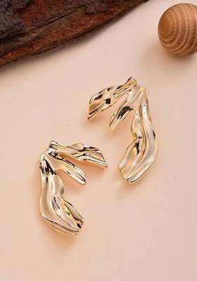 Silver Contemporary Leaf Shaped Drop Earrings