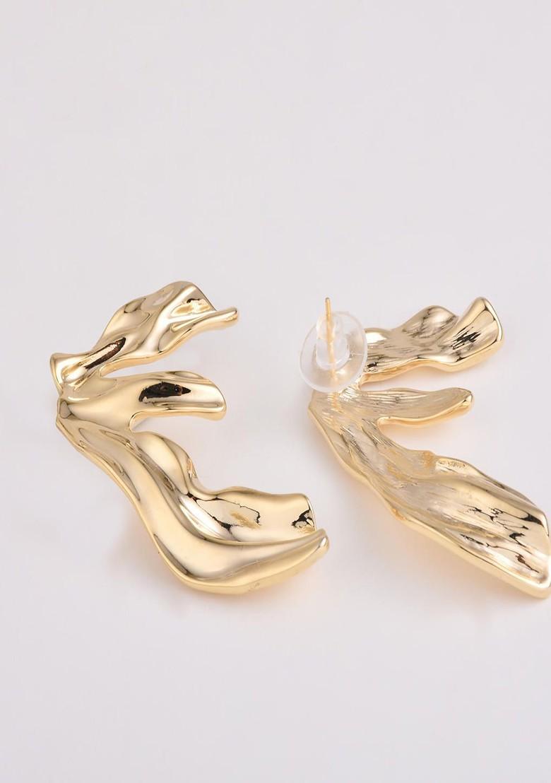 Silver Contemporary Leaf Shaped Drop Earrings