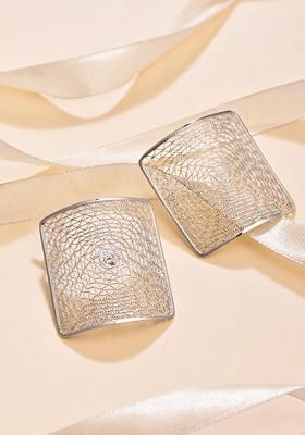 Silver Contemporary Square Studs Earrings