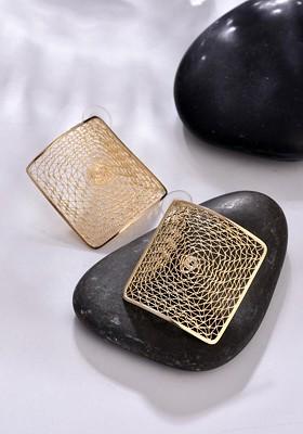 Gold Contemporary Square Studs Earrings