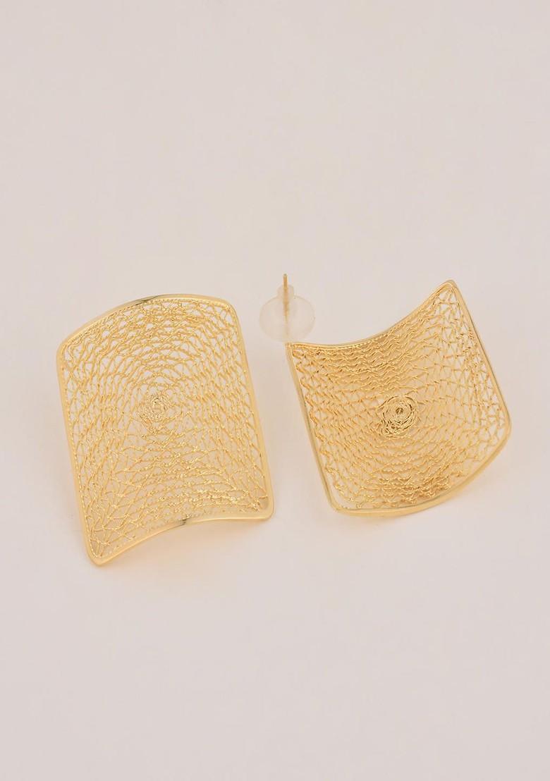 Gold Contemporary Square Studs Earrings