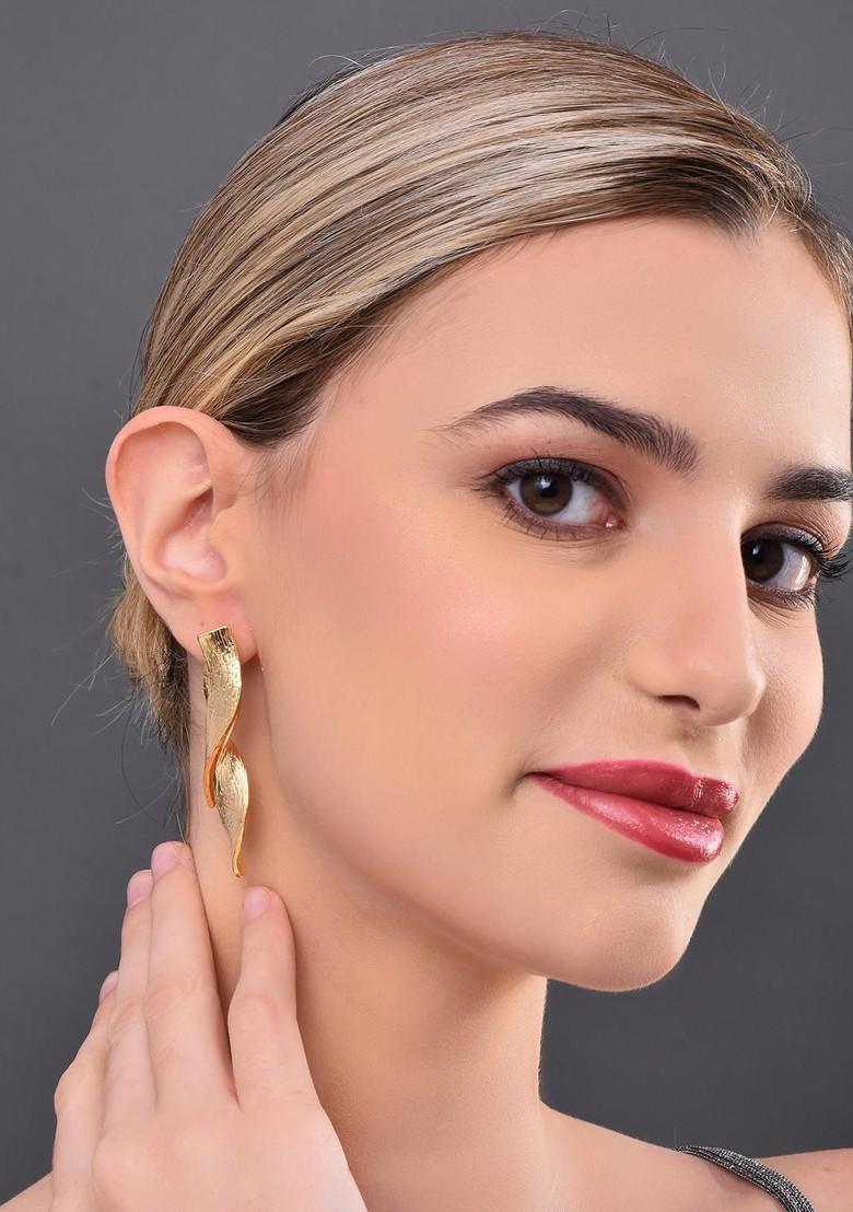 Gold Contemporary Quirky Drop Earrings