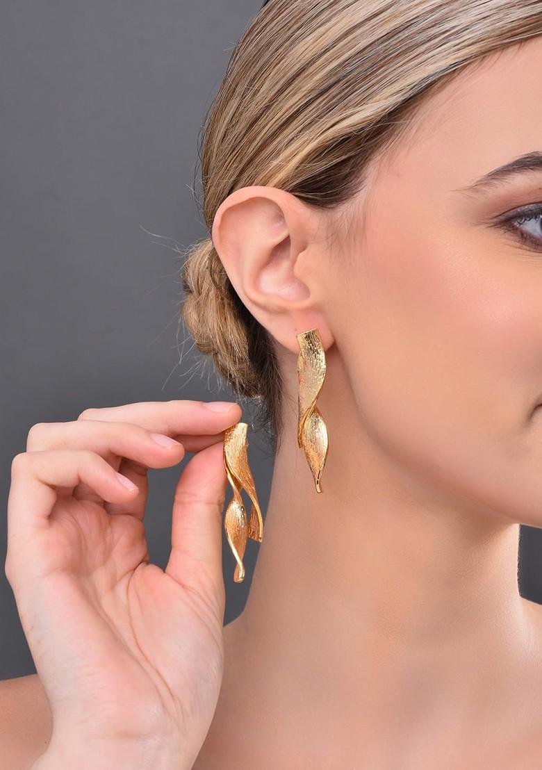 Gold Contemporary Quirky Drop Earrings