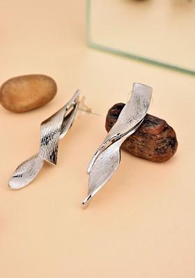 Silver Contemporary Quirky Drop Earrings