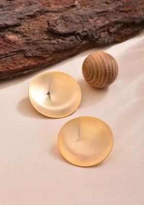 Gold Contemporary Circular Studs Earrings