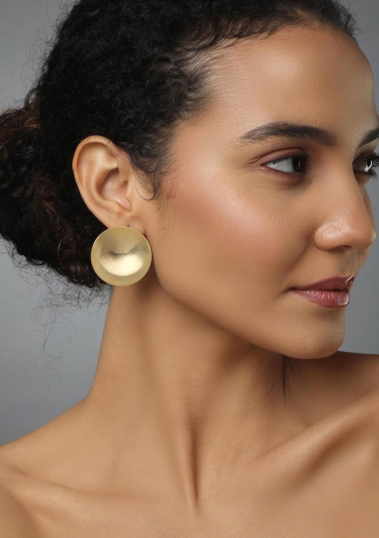 Gold Contemporary Circular Studs Earrings