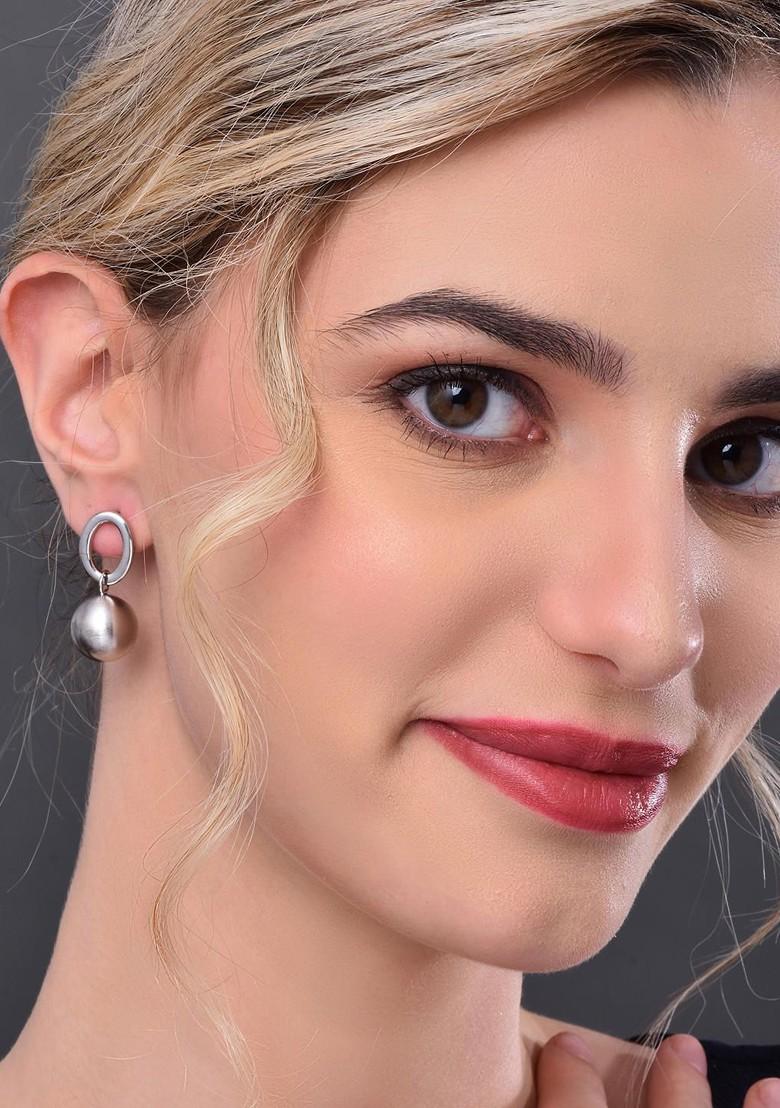 Silver Contemporary Geometric Drop Earrings