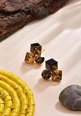 Camel Brown Contemporary Geometric Studs Earrings
