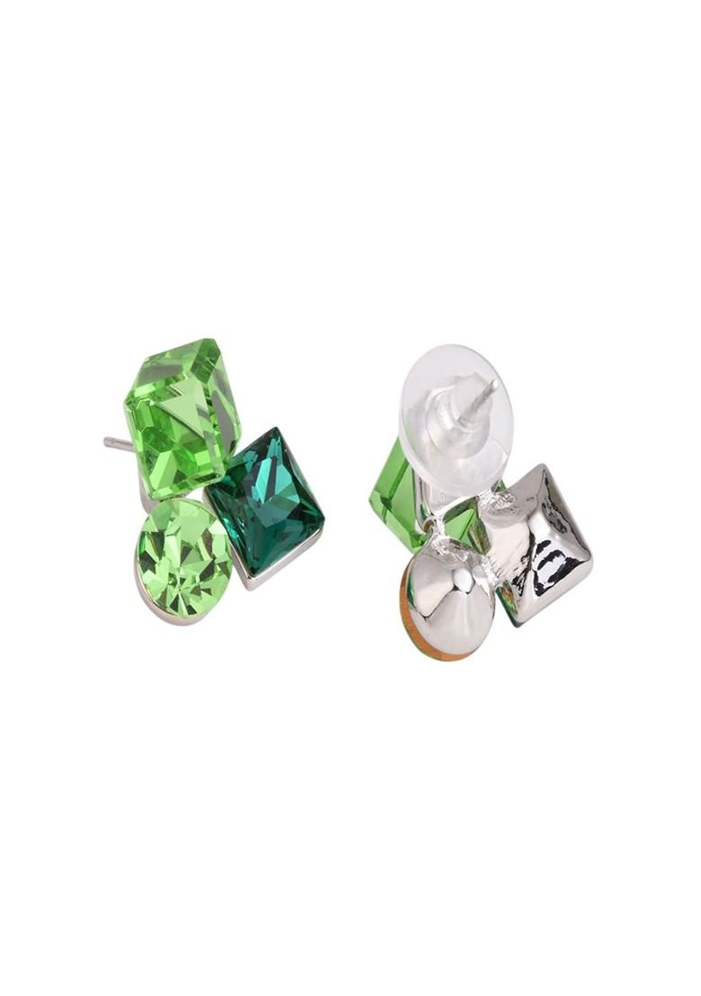 Green Contemporary Geometric Studs Earrings