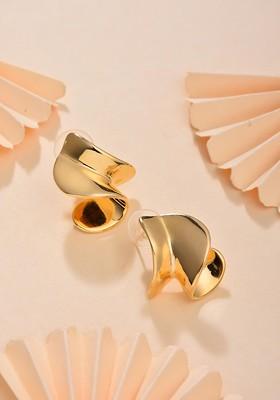 Gold Contemporary Spherical Studs Earrings