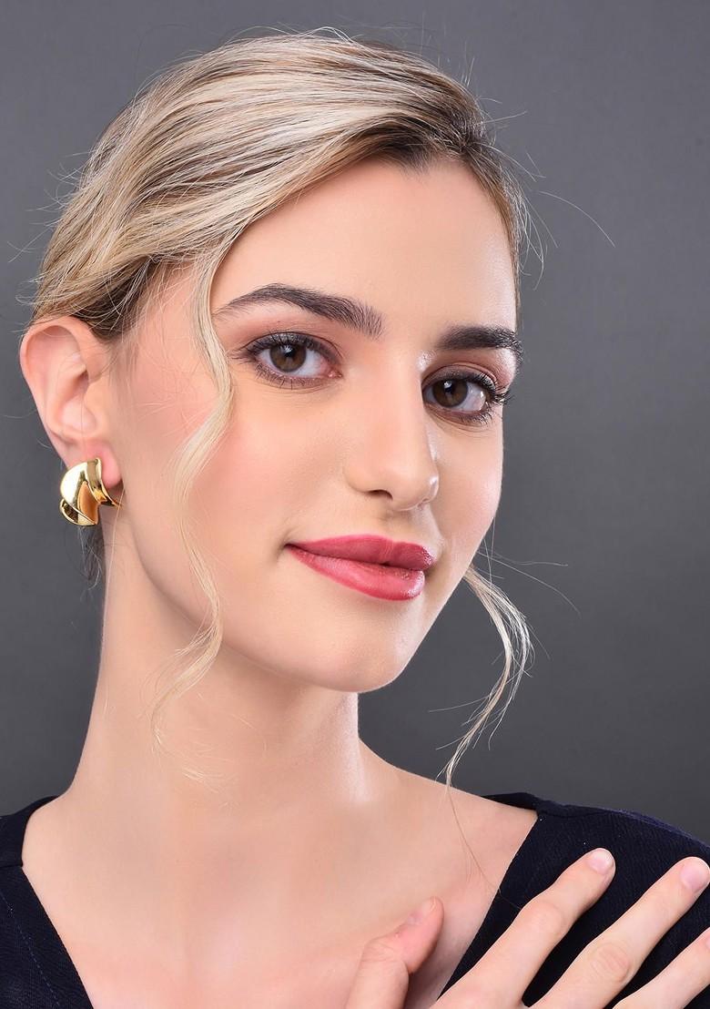 Gold Contemporary Spherical Studs Earrings