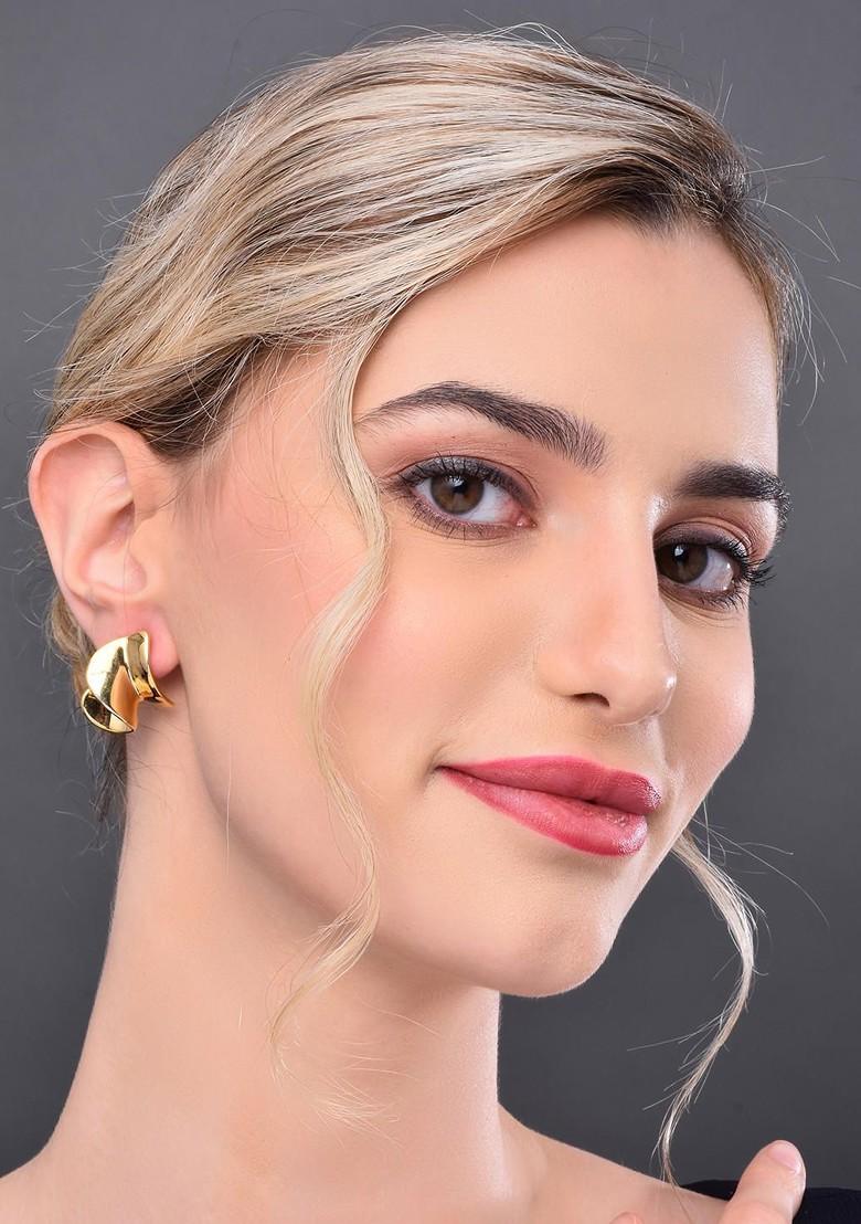 Gold Contemporary Spherical Studs Earrings
