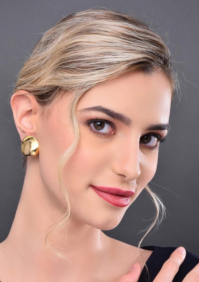 Gold Contemporary Spherical Studs Earrings