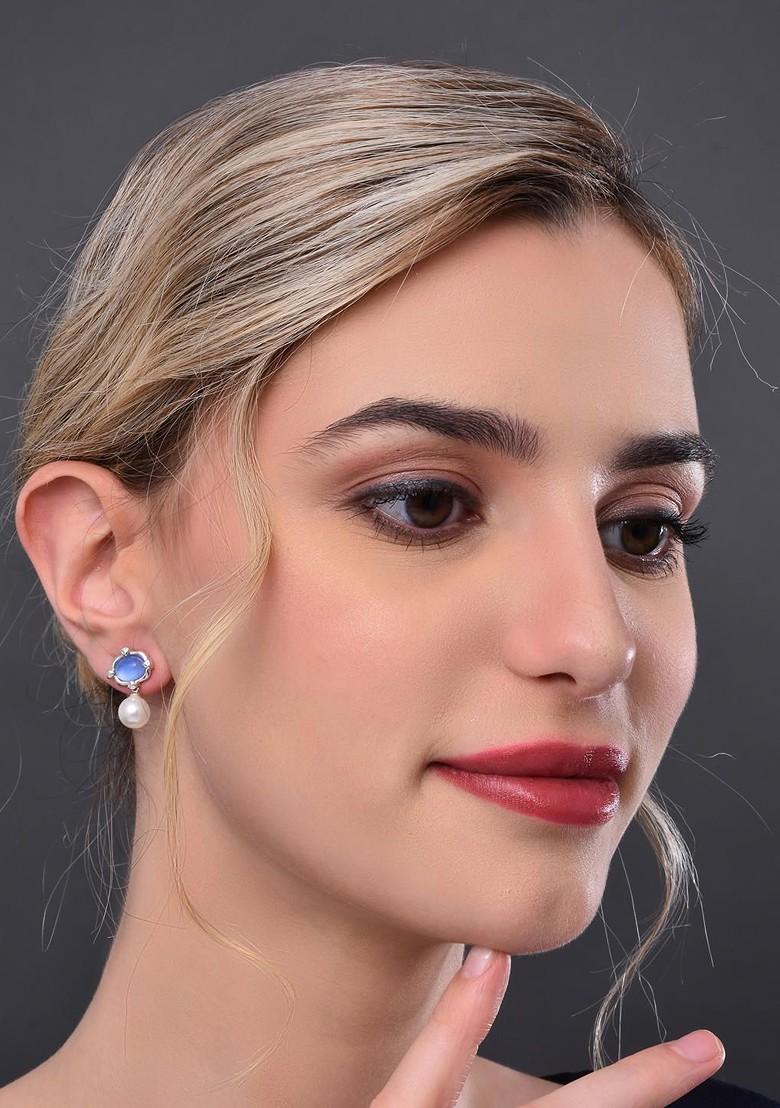 Blue Contemporary Classic Drop Earrings