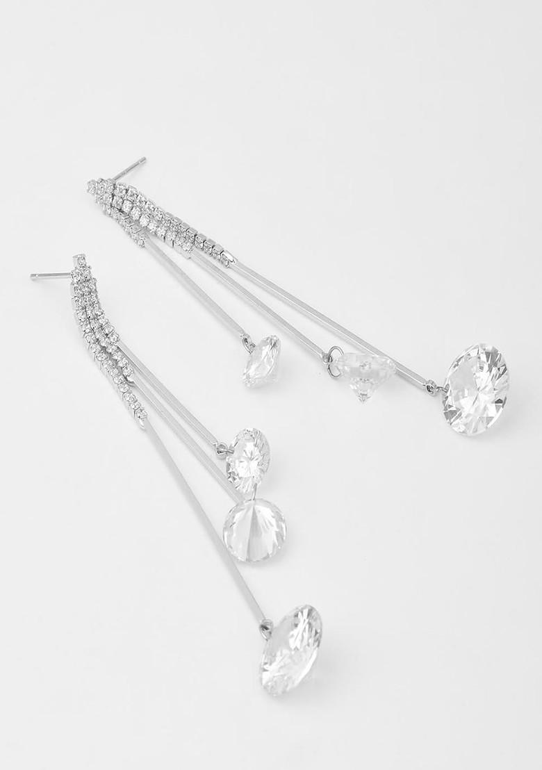 Silver Contemporary Spherical Drop Earrings