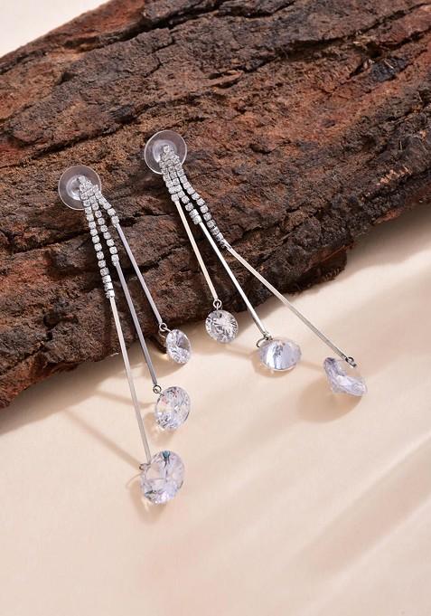 Silver Contemporary Spherical Drop Earrings