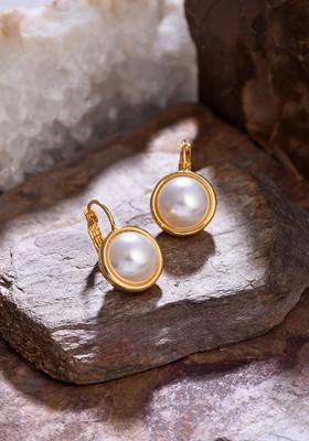 White Contemporary Circular Studs Earrings