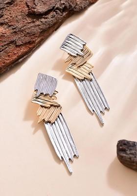 Silver Contemporary Geometric Drop Earrings