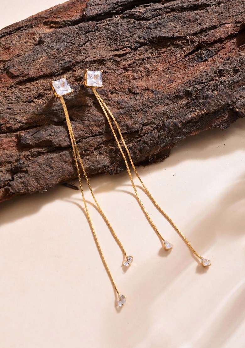 Gold Contemporary Contemporary Drop Earrings - Indya