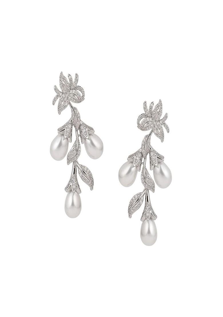 Silver Contemporary Leaf Shaped Drop Earrings