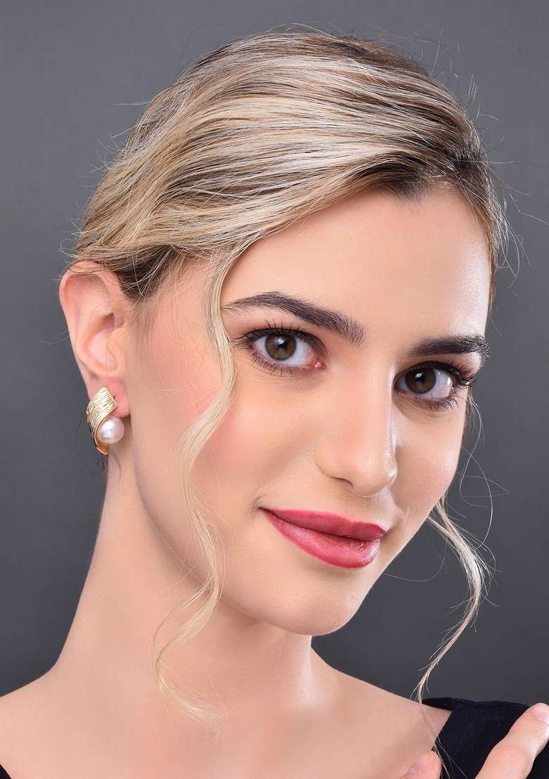 Gold Contemporary Spherical Studs Earrings - Indya