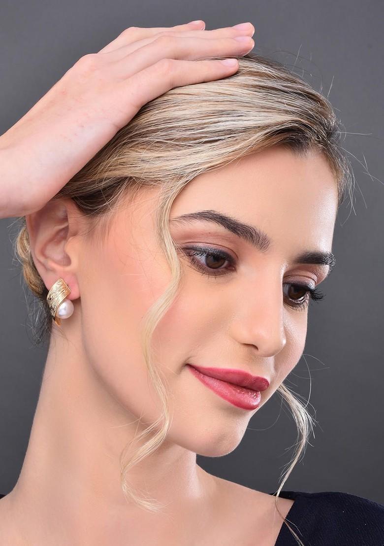 Gold Contemporary Spherical Studs Earrings