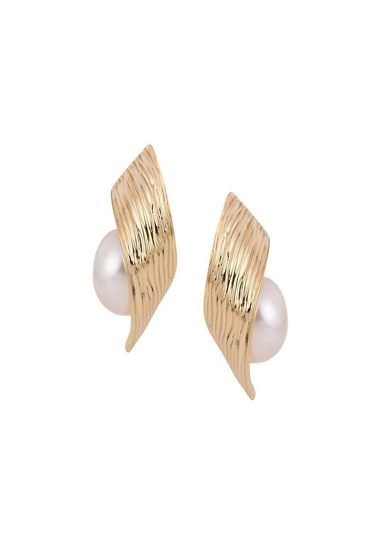Gold Contemporary Spherical Studs Earrings - Indya