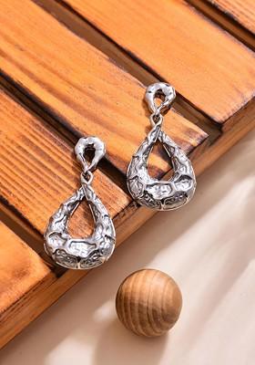Silver Contemporary Quirky Drop Earrings