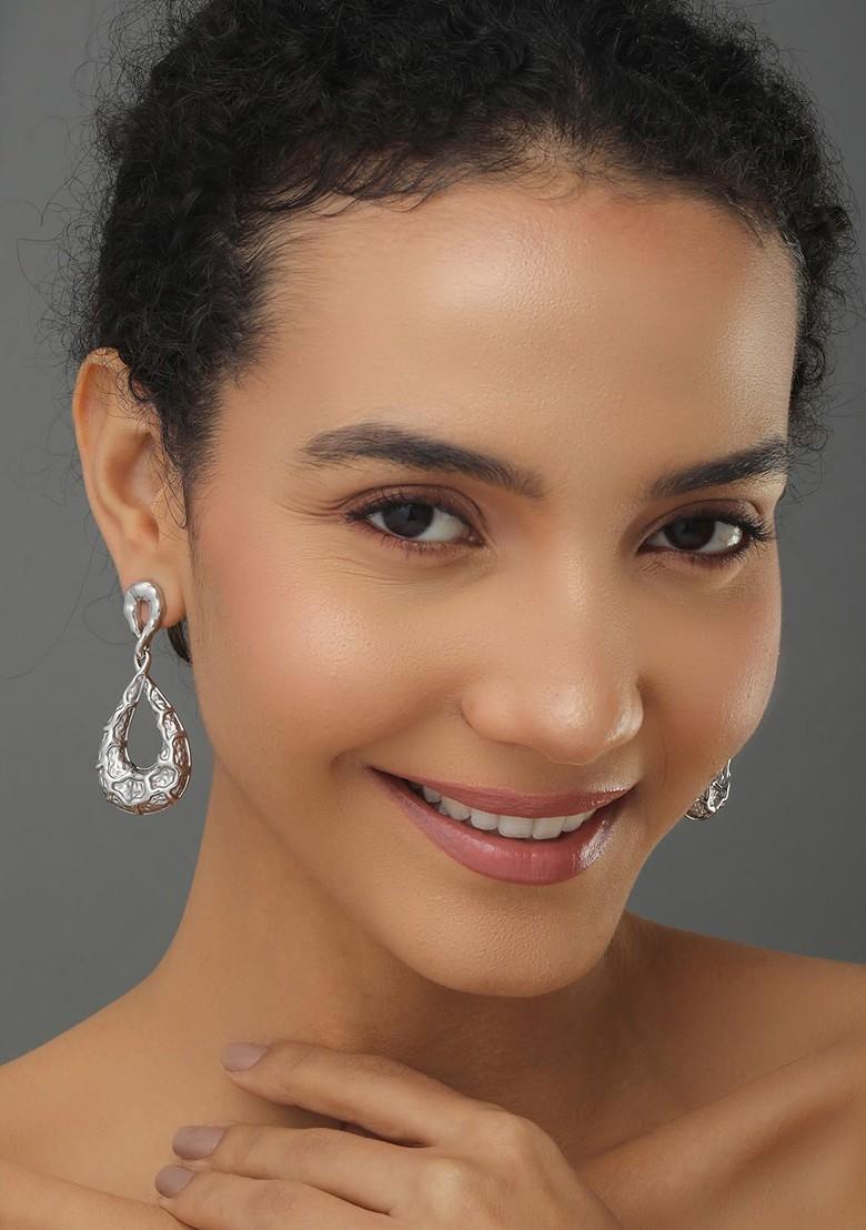 Silver Contemporary Quirky Drop Earrings