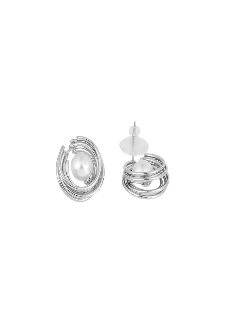 Silver Contemporary Circular Studs Earrings