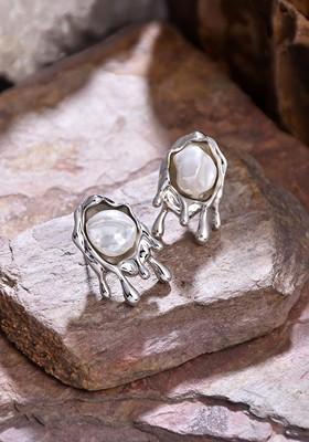 Silver Contemporary Quirky Studs Earrings