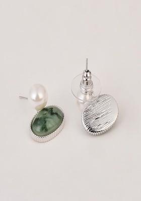 Green Contemporary Circular Studs Earrings