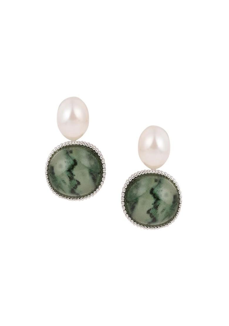 Green Contemporary Circular Studs Earrings