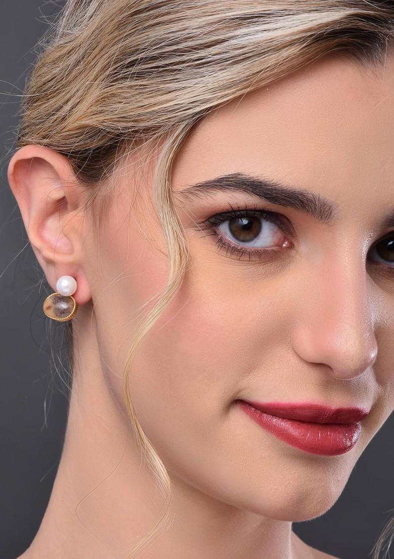 Brown Contemporary Circular Studs Earrings