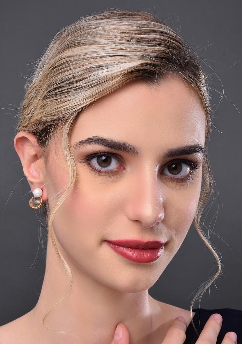 Brown Contemporary Circular Studs Earrings