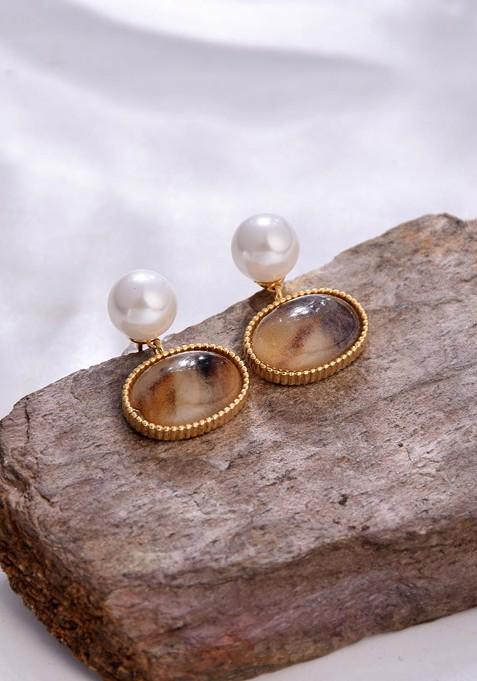 Brown Contemporary Circular Studs Earrings
