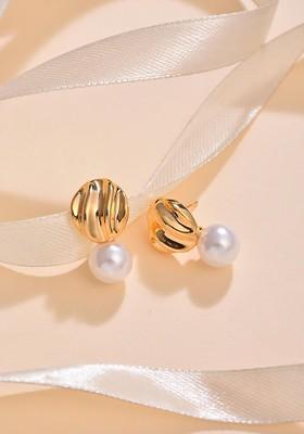 Gold Contemporary Oval Drop Earrings