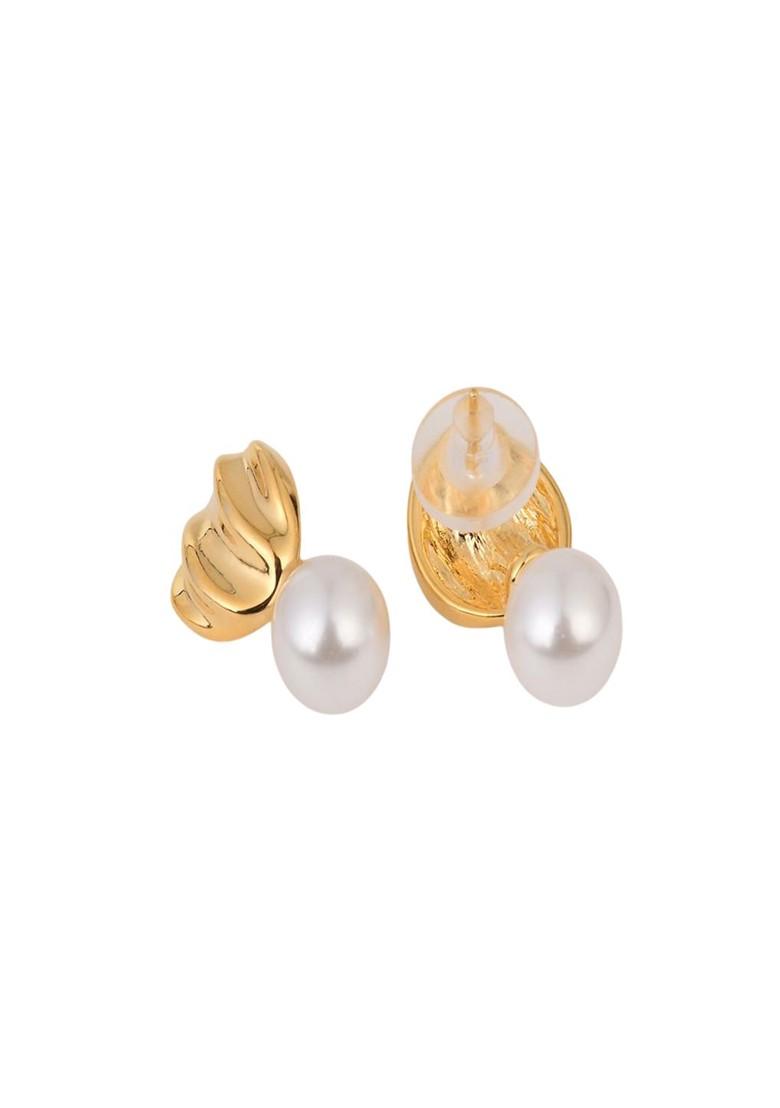 Gold Contemporary Oval Drop Earrings