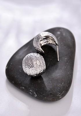 Silver Contemporary Oval Studs Earrings