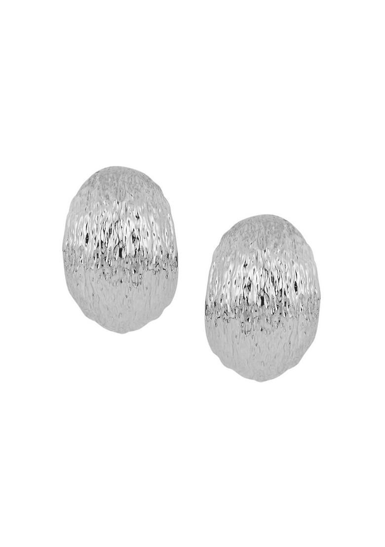 Silver Contemporary Oval Studs Earrings