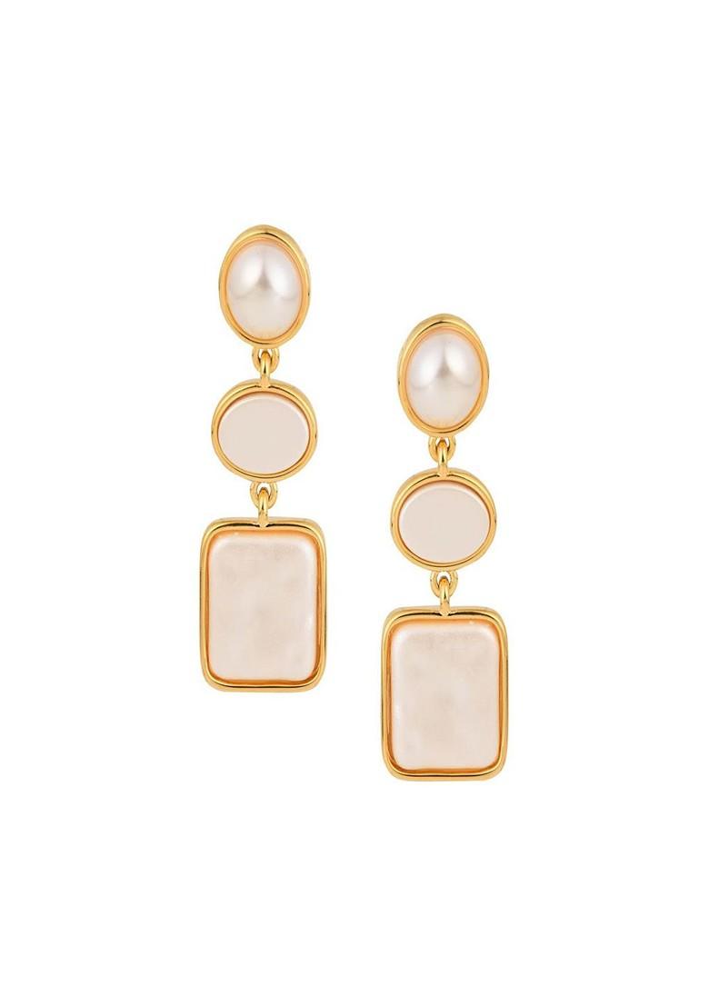 White Contemporary Geometric Drop Earrings