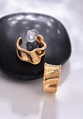 Gold Contemporary Classic Half Hoop Earrings