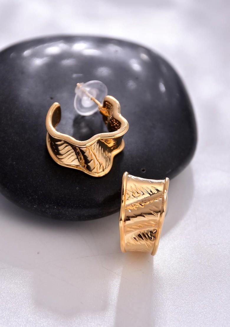 Gold Contemporary Classic Half Hoop Earrings