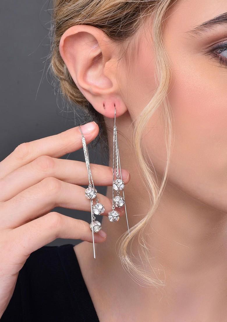 Silver Contemporary Contemporary Drop Earrings